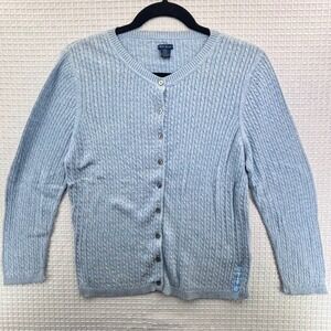 Ralph Lauren Polo Jeans Co Cable Knit Cardigan Sweater Light Blue XL 100% Cotton